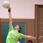 A Ruidoso player stretches for the ball